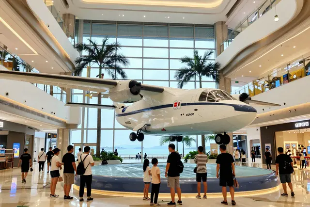 Aeroporto flutuante AG600 ganha exposição em shopping de Zhuhai