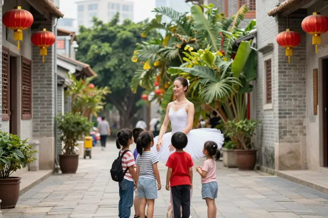 Bailarina russa encanta em rua histórica de Zhuhai