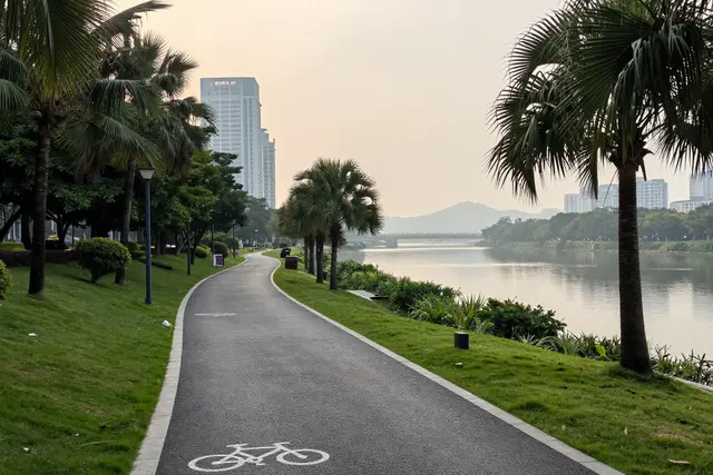 Biciclo em Zhuhai: a orla do rio Huangyang é uma das 11 mais ecológicas de Guangdong