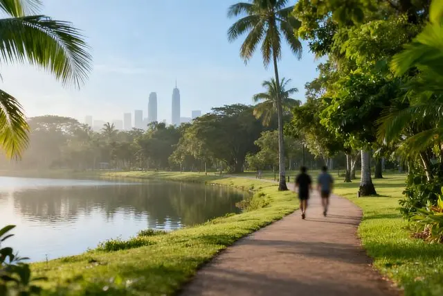 Caminhada no Parque Xiangshan (香山湖) une lazer e conscientização ambiental em Zhuhai