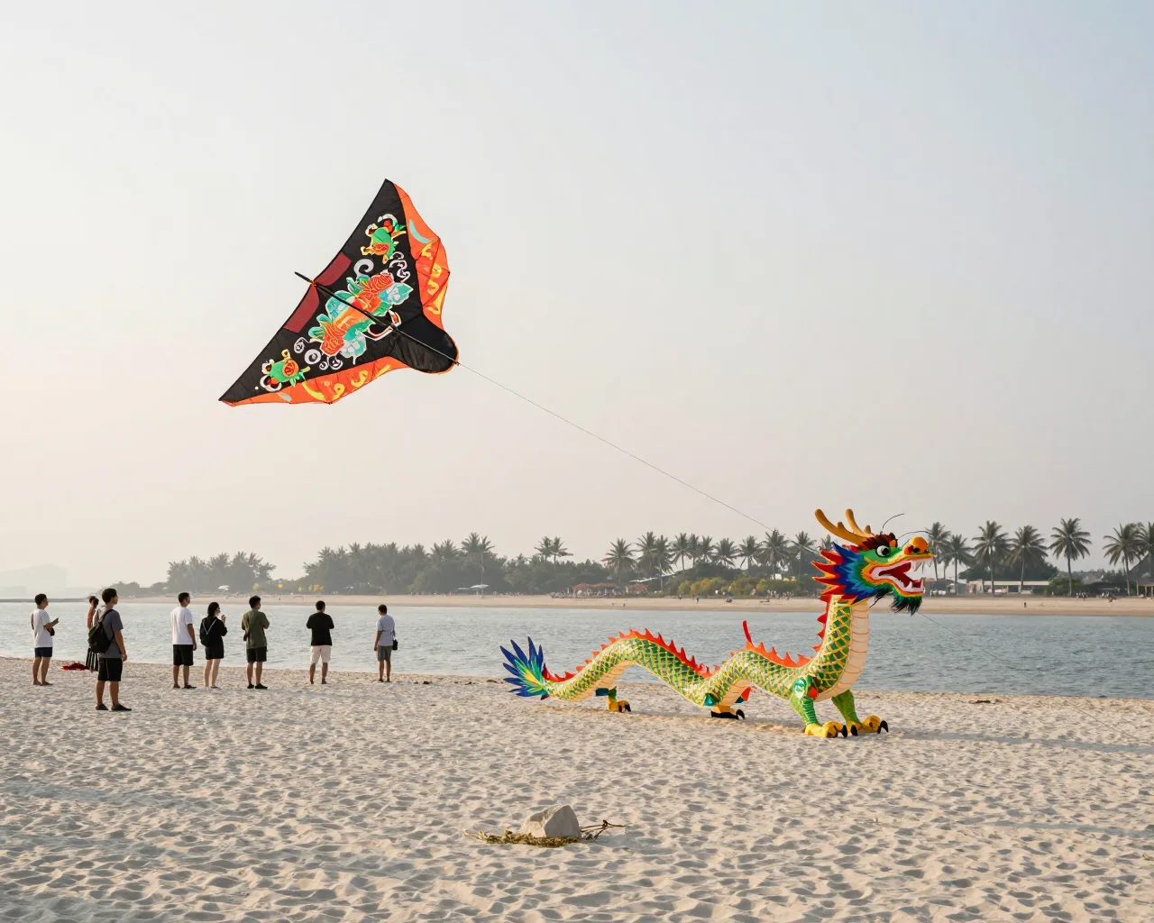 Cidade de Zhuhai recebe campeonato provincial de kites na praia