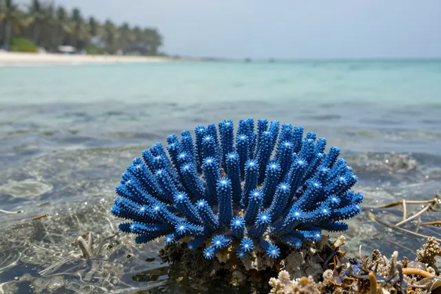 Coral azul-raro é descoberto em águas rasas de Zhuhai