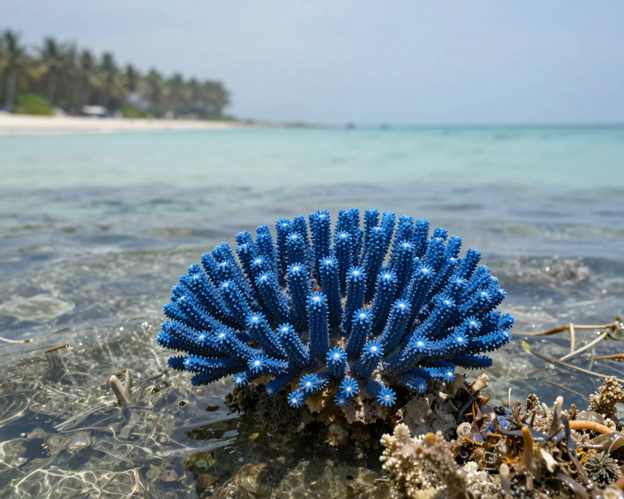 Coral azul-raro é descoberto em águas rasas de Zhuhai