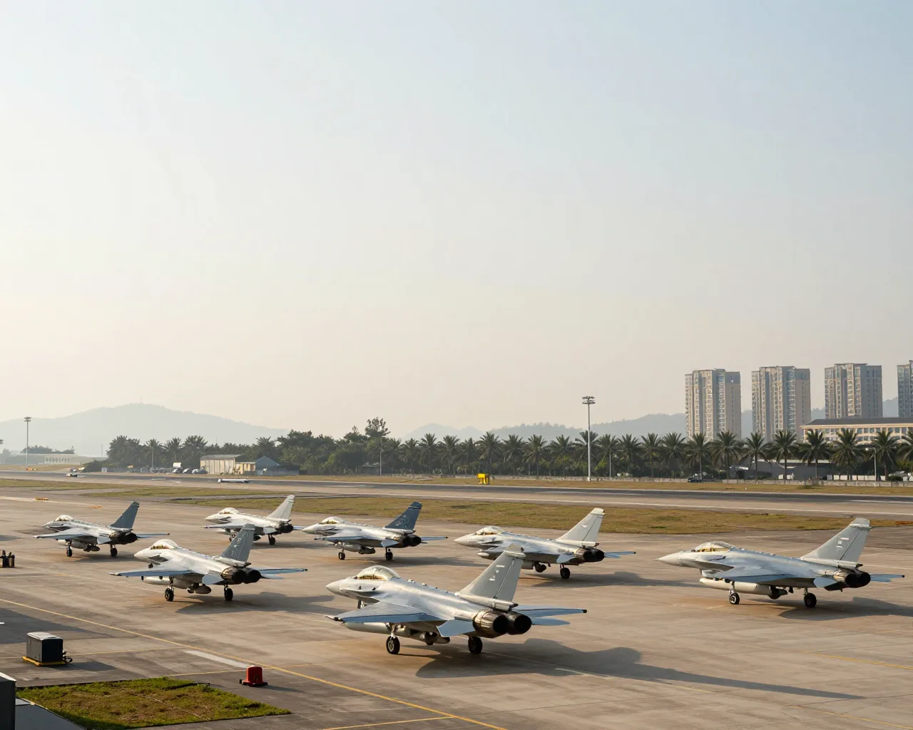 Esquadrilha da China chega a Zhuhai com 8 jatos J-10 para o Airshow