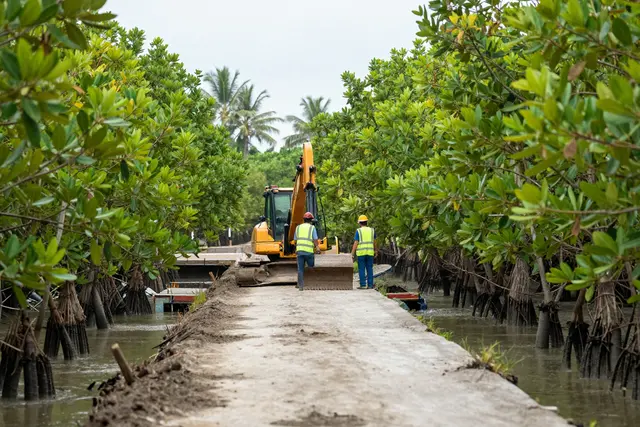 Fechar temporário: manguezal de Q'ao em obras