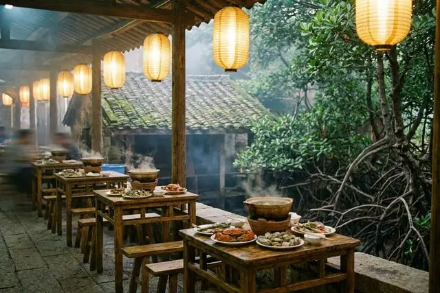 Ilha de Qi'ao: comida caseira e Rua Baishi (淇澳岛农家菜·白石街)
