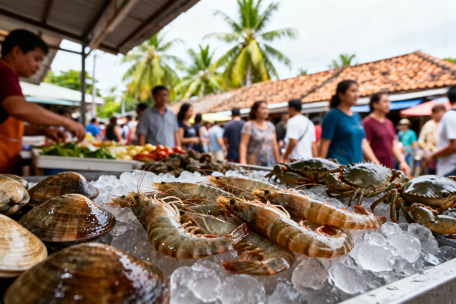 Mercado de frutos do mar em Doumen atrai multidão de visitantes de Hong Kong e Macau