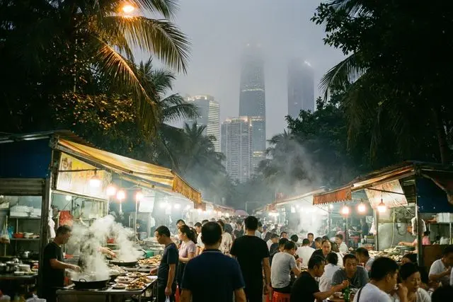 Mercado noturno de frutos do mar de Baitengtou (白藤头海鲜夜市)