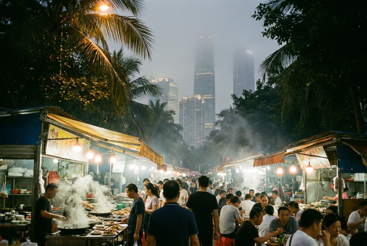 Mercado noturno de frutos do mar de Baitengtou (白藤头海鲜夜市)