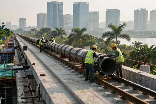 Metrô de Zhuhai avança rumo ao aeroporto com nova fase de trilhos