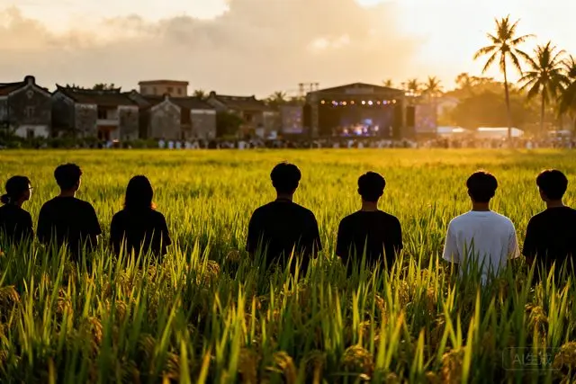 Música em plantação de arroz anima interior de Zhuhai no Ano-Novo
