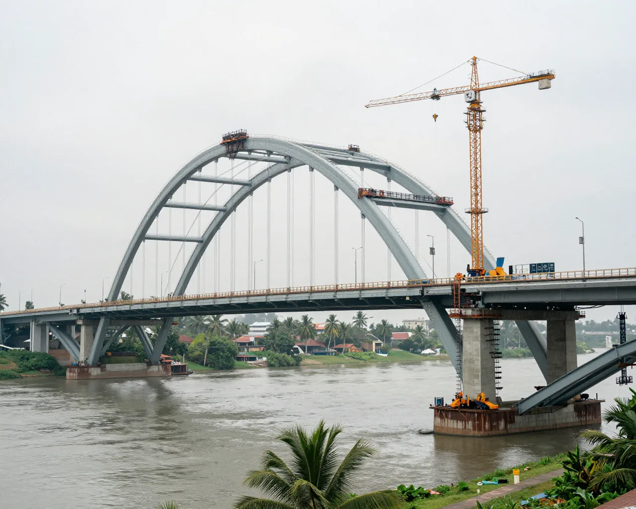 Ponte Jinhai liga Jinwan a Hengqin com trilhos e estrada