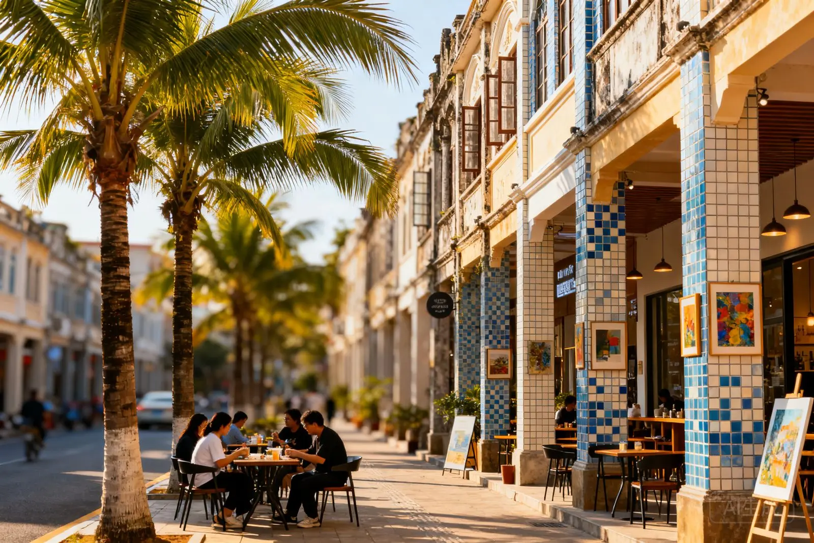Rua histórica de Zhuhai vira polo de cafés, bares e galerias de arte