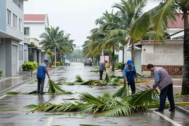 Veteranos de guerra lideram limpeza em Zhuhai após passagem do tufão Huajasha