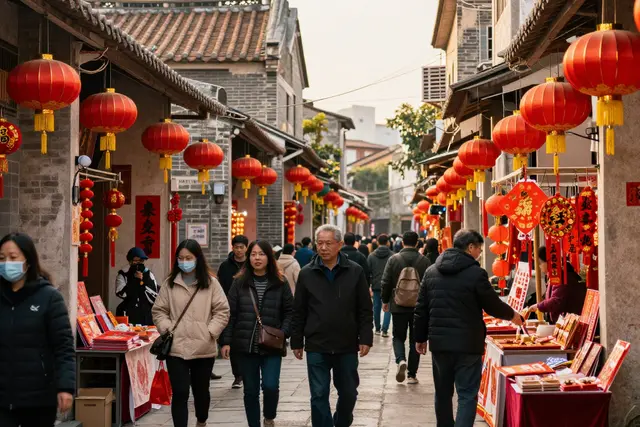 Vila histórica em Zhuhai abre 37 lojinhas para o Ano Novo Chinês