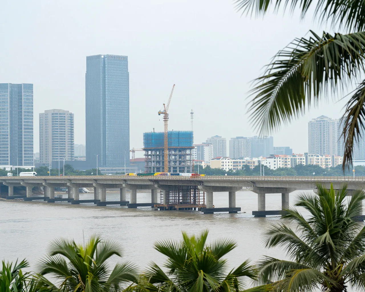 Zhuhai conclui primeira base da ponte que une rodovia e trem de alta velocidade