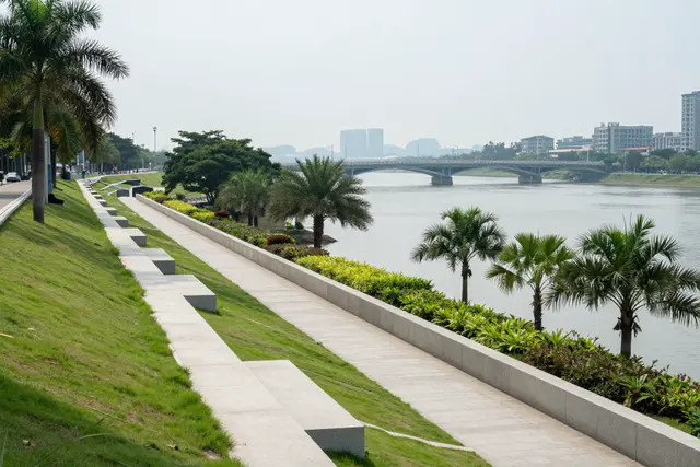 Zhuhai transforma dique de proteção em parque ecológico ao longo do rio Huangyang